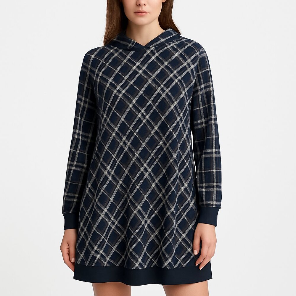 Marée Pour Toi (NWOT) Plaid Hooded Long Sleeve Black White Checkered Size 18